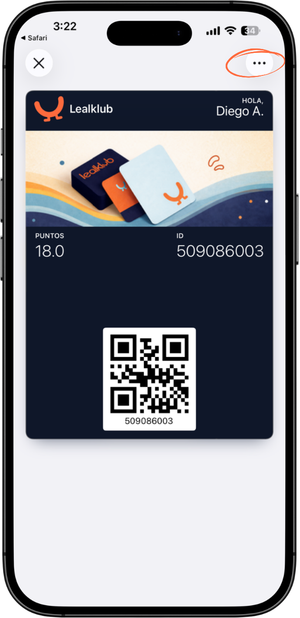 Tarjeta con botón ···