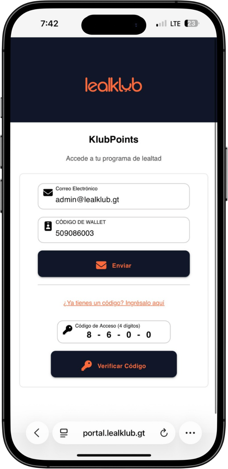 Correo con código de 4 dígitos