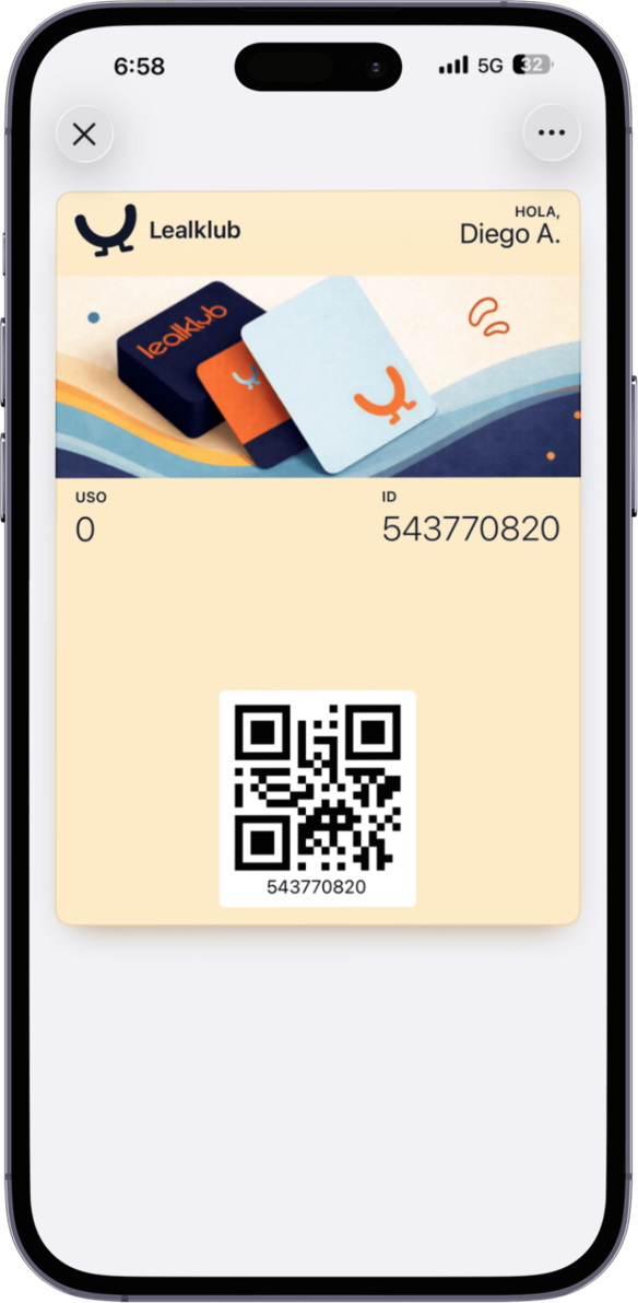 Tarjeta de membresía en Apple Wallet
