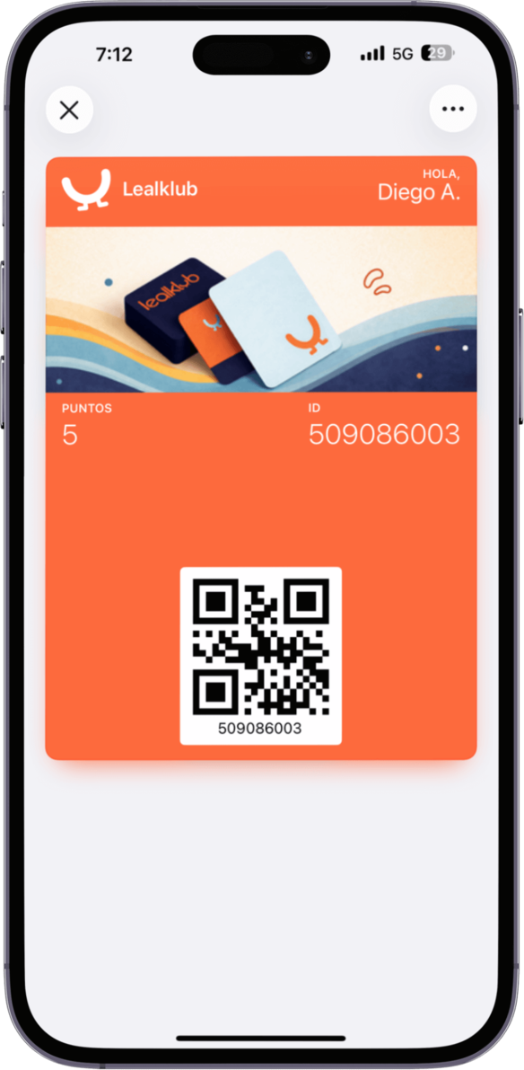 Tarjeta de puntos en Apple Wallet