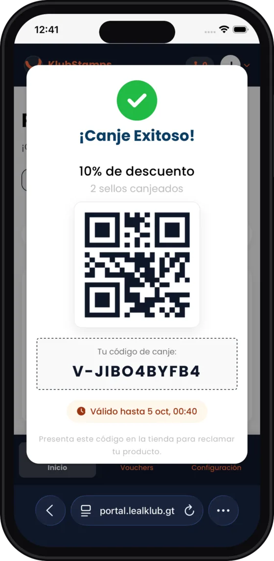 Canje exitoso con código QR