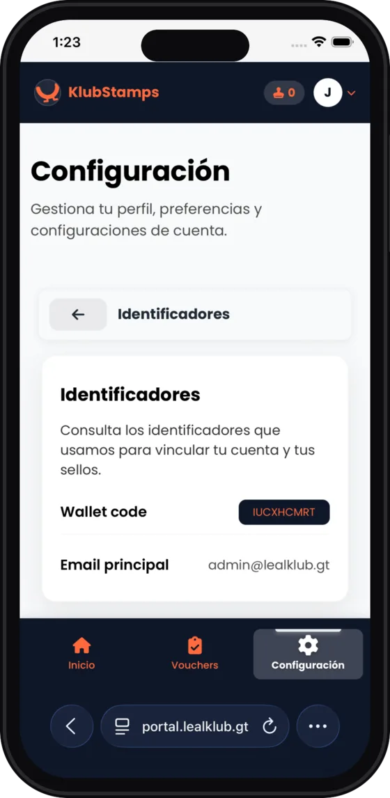Identificadores de la cuenta