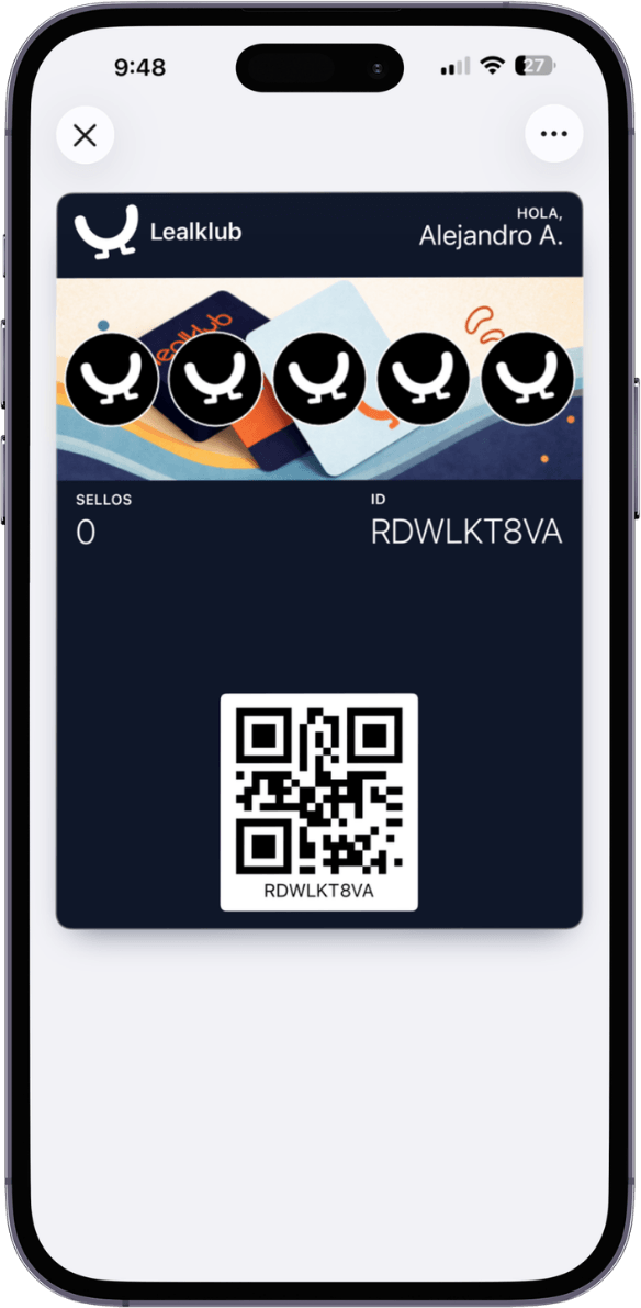 Tarjeta de sellos digital en Apple Wallet