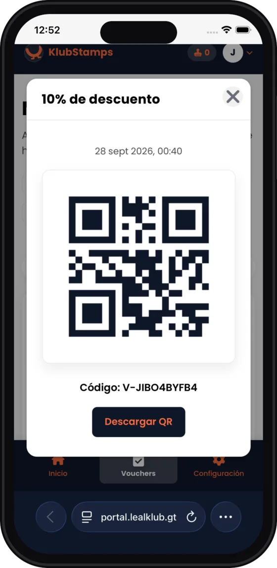 Voucher con código QR